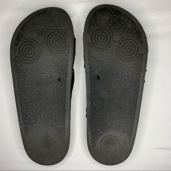 Vintage Steve Madden Black Satin Chunky Slide Sandals - Picture 5 of 5